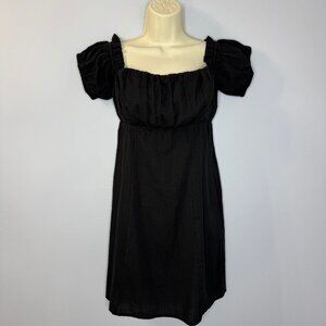 ASOS DESIGN Puff Sleeve Square Neck Mini Dress Black Sz 6